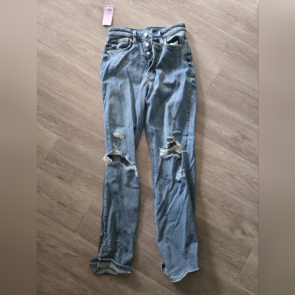 Women's Distressed Blue Jeans - Picture 1 of 5